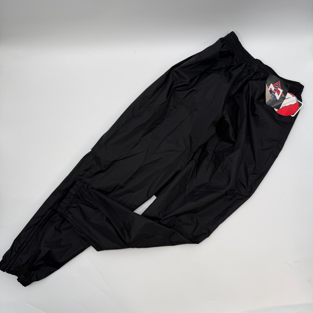 Jerzees Mens Medium Track Pants Black Vintage Vented Windbreaker Joggers NWT